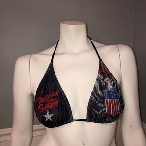 AFFLICTION TRIANGLE STRING BIKINI TOP
